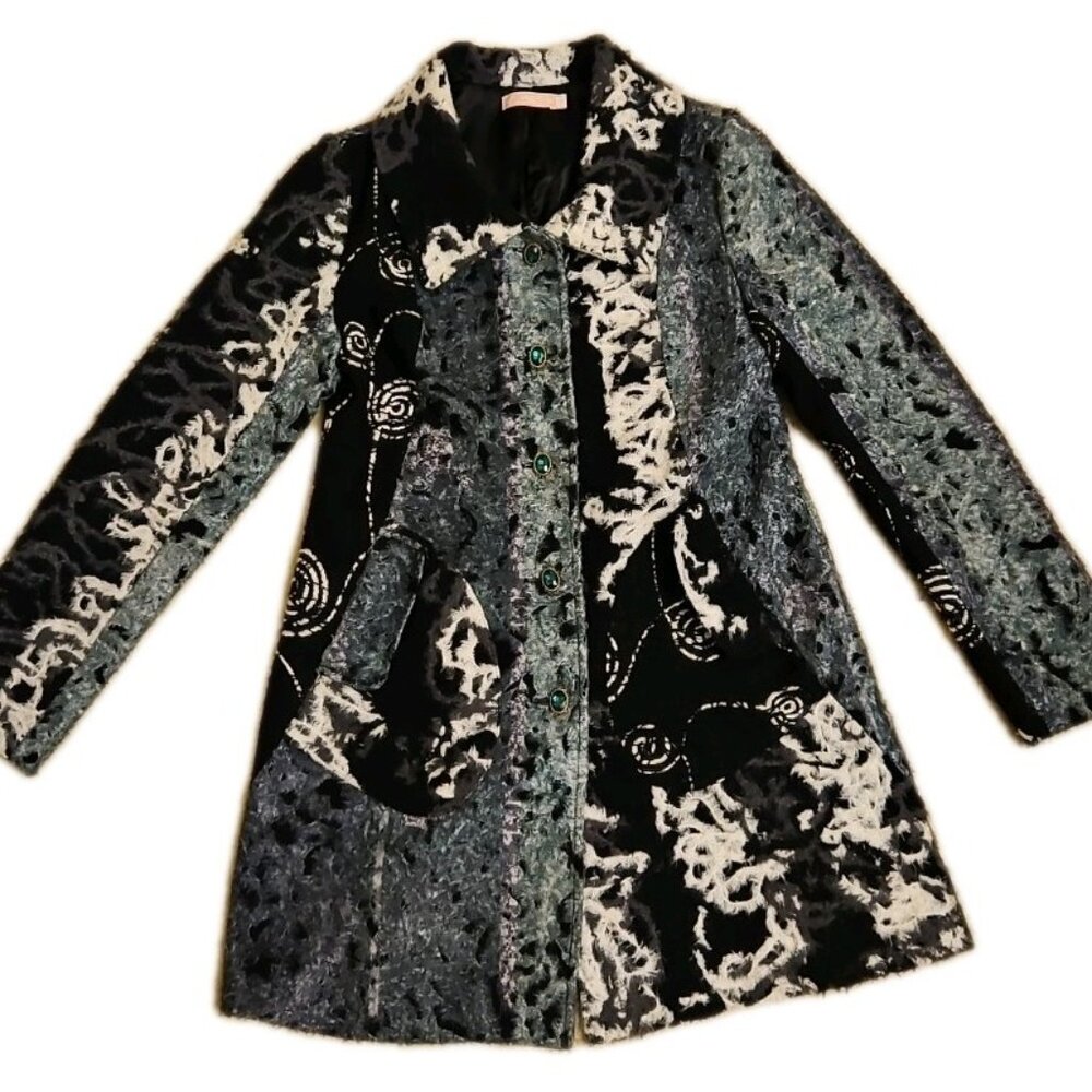 Pura Vida Womens Artistic Colorful Patchwork Jacket, Size Large